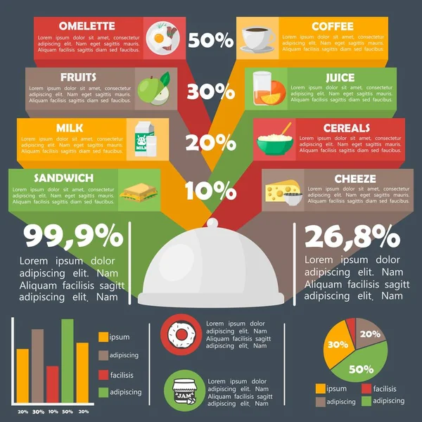 Kahvaltı Infographics şablonu — Stok Vektör