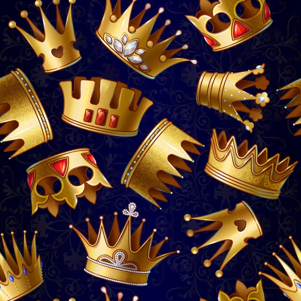 Kreskówka złote korony królewskiej wzór — Wektor stockowy