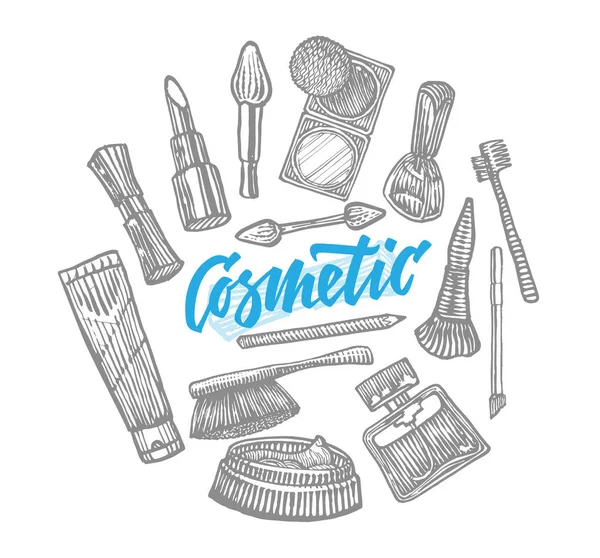 Coleção de elementos cosméticos desenhados à mão —  Vetores de Stock