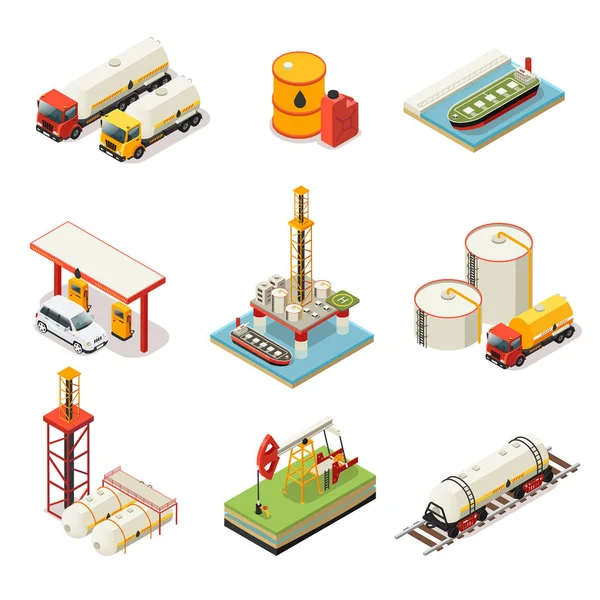 Isometric Oil Industry Set — Stock Vector