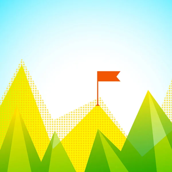 Horské vrcholy s vlajkou ilustrace — Stockový vektor