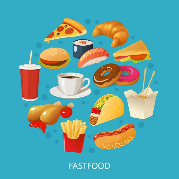 Colorido concepto de comida rápida — Archivo Imágenes Vectoriales