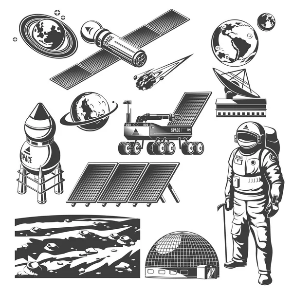 Vintage Space Elements Collection — Stock Vector