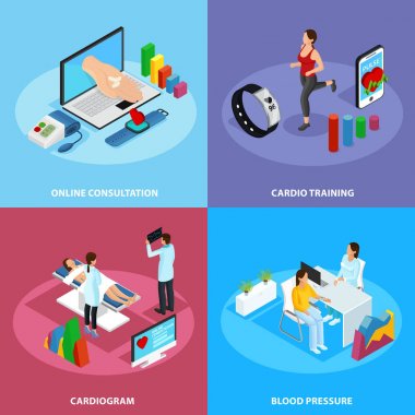 İzometrik dijital tıbbi tedavi kavramı