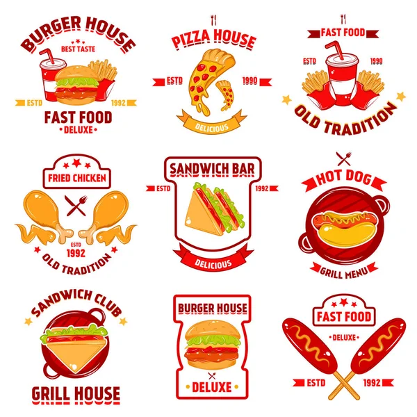 Fast Food Logotype Set — Stock vektor