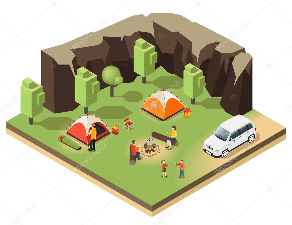 Colorful Isometric Outdoor Recreation Concept