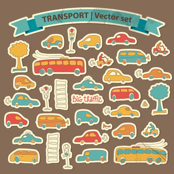 Transporte Doodle Icon Set — Vetor de Stock