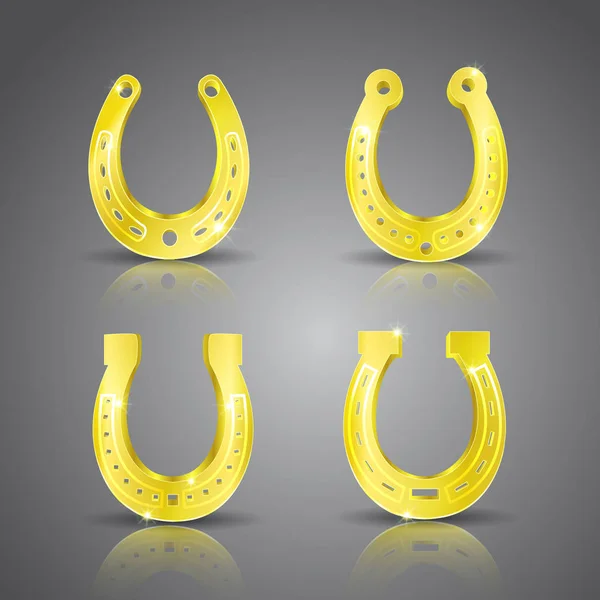 Oro ferro di cavallo Icona Set — Vettoriale Stock
