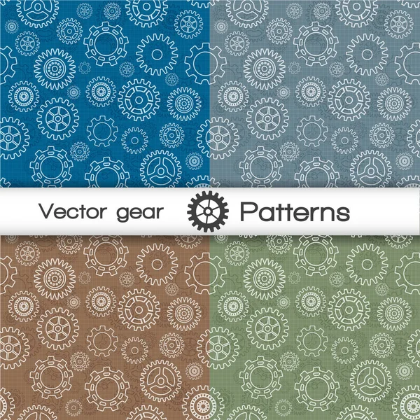 Vector seamless pattern set with gears — Stock Vector