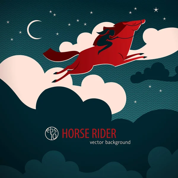 Poster del cavallo rosso selvatico — Vettoriale Stock