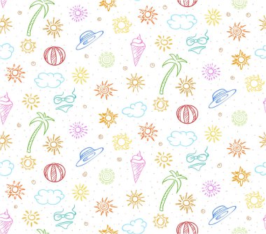 Doodle renkli yaz tatili Seamless Modeli