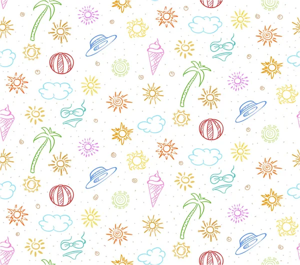 Doodle renkli yaz tatili Seamless Modeli