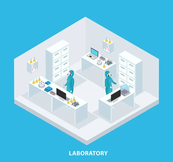 Concepto de investigación médica isométrica — Vector de stock