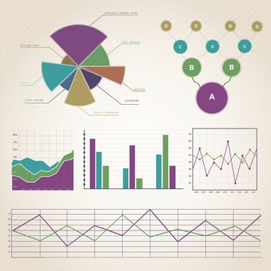 Vintage infographics seti