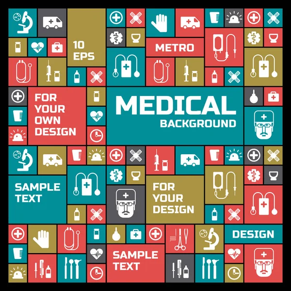 Sfondo di simboli colorati medici — Vettoriale Stock