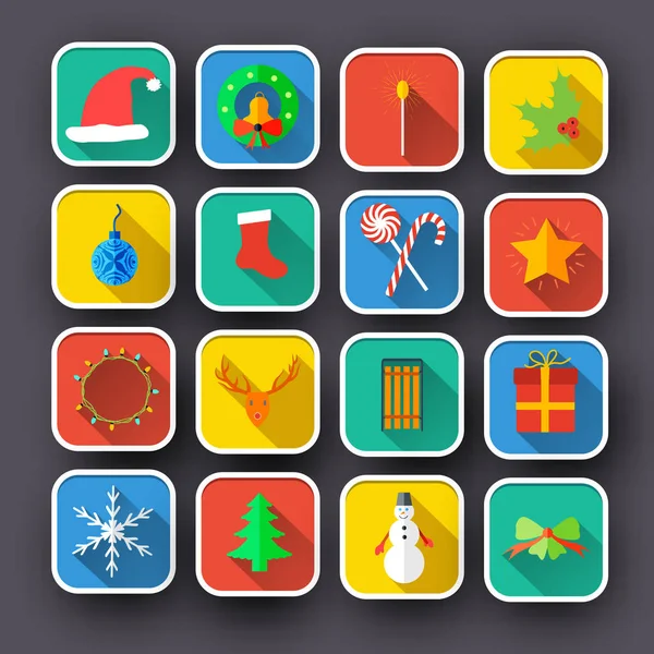 Різдвяний набір плоских іконок — стоковий вектор