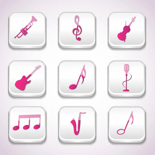 Conjunto de ícones de música colorida 3d —  Vetores de Stock