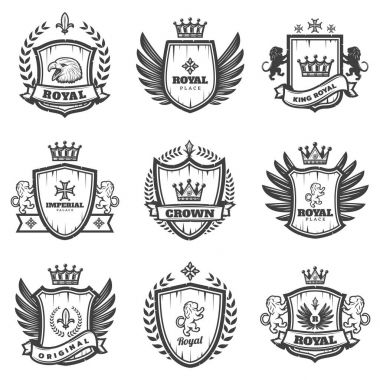 Vintage tek renkli hanedan amblem seti