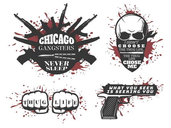 Chicago Gangster Set Quotes — Stok Vektör