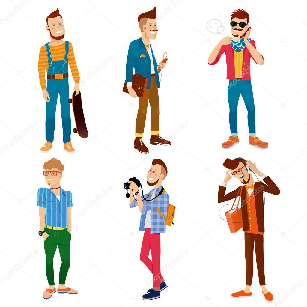 Colorful Hipster Characters Collection
