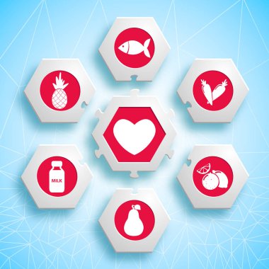 Sağlıklı gıda Infographic bulmaca tasarım