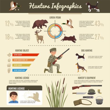 Avcılık Infographic şablonu