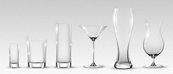 Colección de vasos de alcohol vacíos — Vector de stock