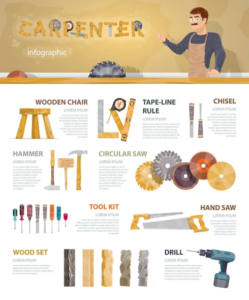 Plantilla de Infografía de Carpintería Colorida — Vector de stock