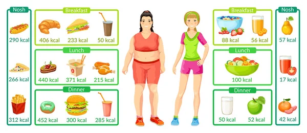Infografica colorata di perdita di peso — Vettoriale Stock