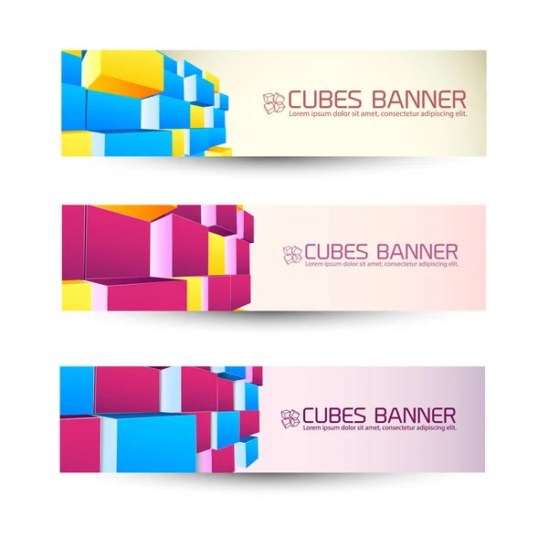 Conjunto de filas de banners de cubos — Vector de stock