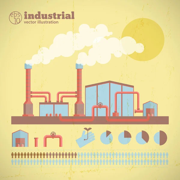 Modello di tubi industriali di fabbrica — Vettoriale Stock