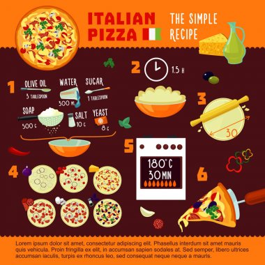 Geleneksel İtalyan Pizza tarifi Infographic kavramı