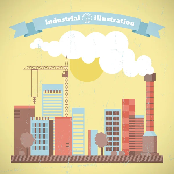 Paisaje urbano ambiental industrial — Vector de stock