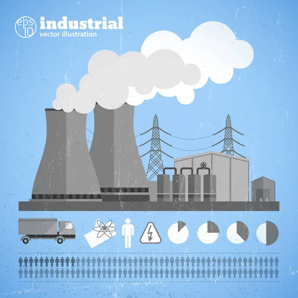 Productie chemische fabriek sjabloon — Stockvector