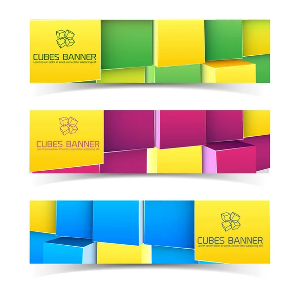Bannières horizontales Cubes — Image vectorielle