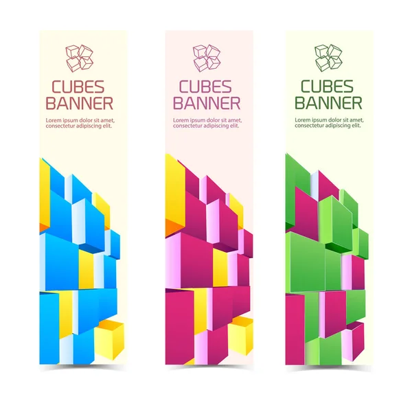 Cubos Banners verticales — Vector de stock