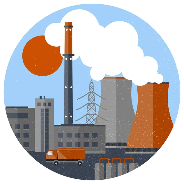 Plantilla de fábrica industrial retro — Vector de stock