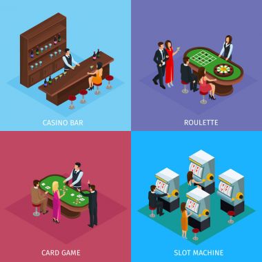 Casino kare kavramı izometrik insanlarda