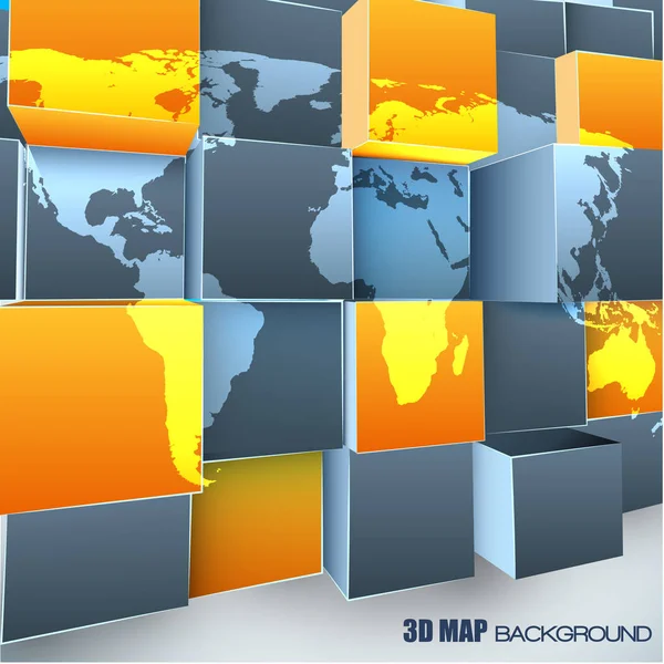 Abstrakt 3d bakgrund med världskarta — Stock vektor