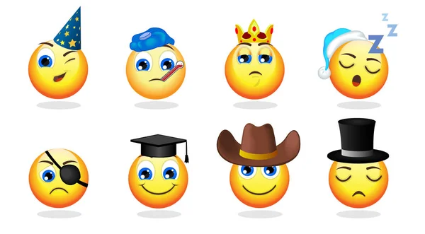 Desenhos animados engraçado Emoticons Set —  Vetores de Stock