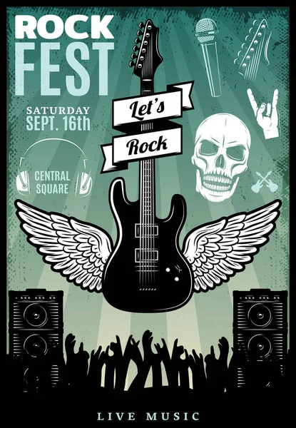 Vintage Rock Music Fest Template — Stock Vector