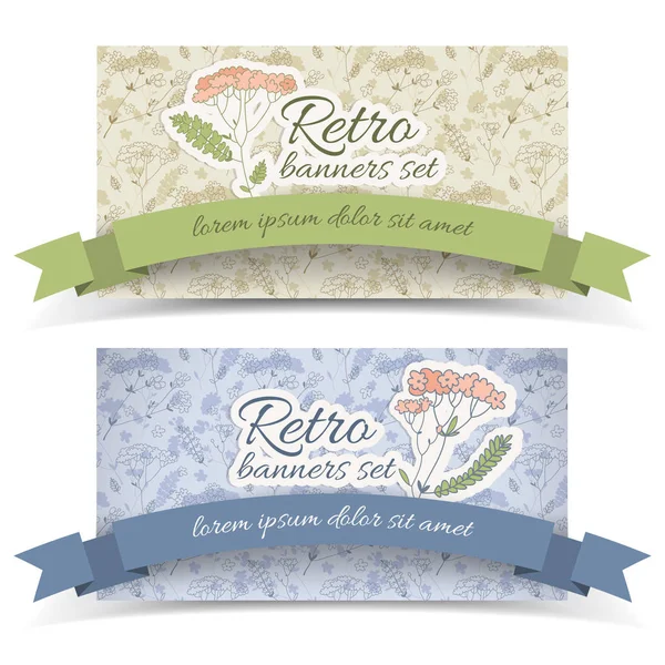 Banners horizontais decorativos retro — Vetor de Stock