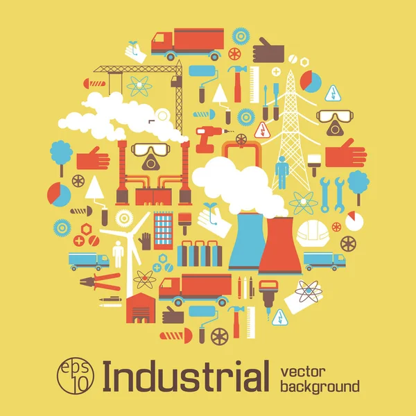 Cartel industrial con elementos de paisaje urbano — Vector de stock