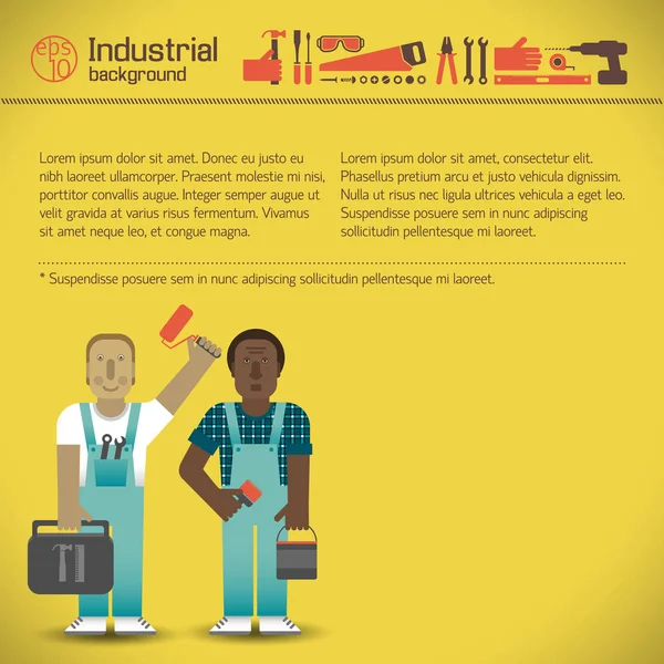 Промышленные рабочие жёлтый фон — стоковый вектор