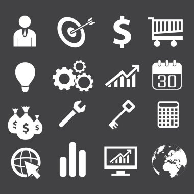Tek renkli iş kavramı Icons Set