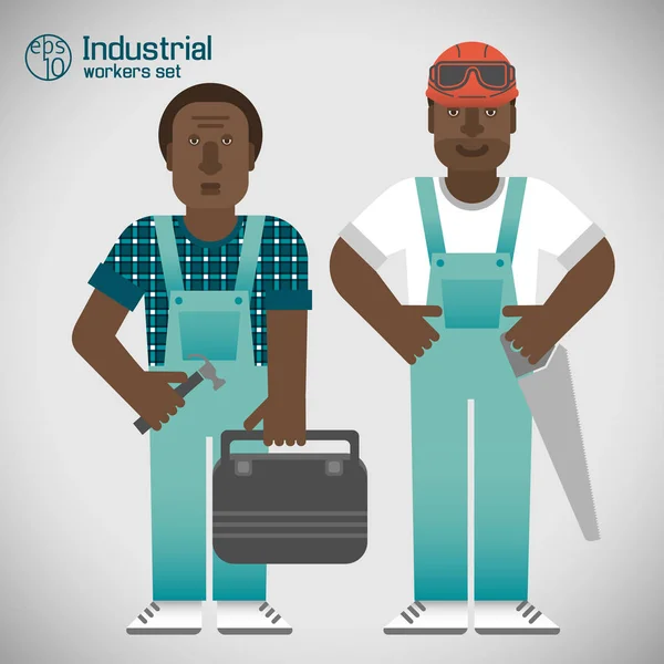 Conjunto de trabajadores africanos industriales — Archivo Imágenes Vectoriales