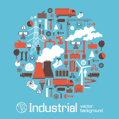 Set yuvarlak Elektrik Sanayi simgeler