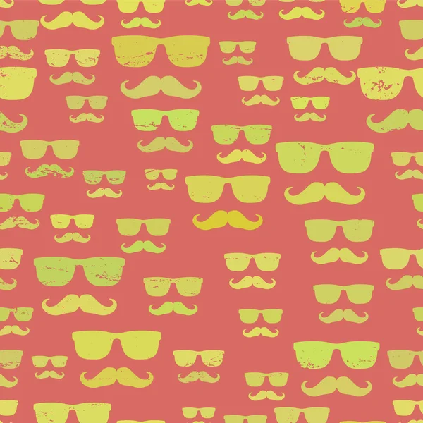 Hipster Mustache e óculos padrão sem costura — Vetor de Stock