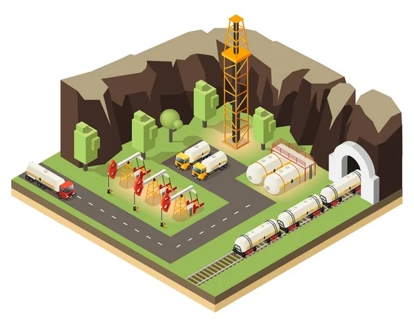 Konsep Ekstraksi Minyak Isometrik - Stok Vektor