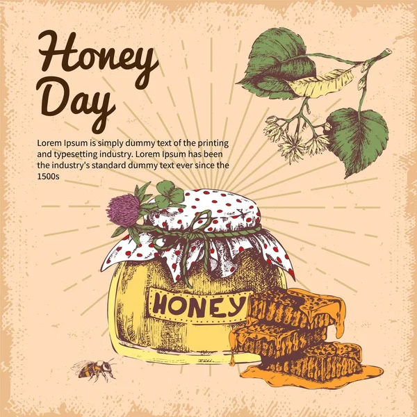 Jour du miel dessin à la main Design — Image vectorielle
